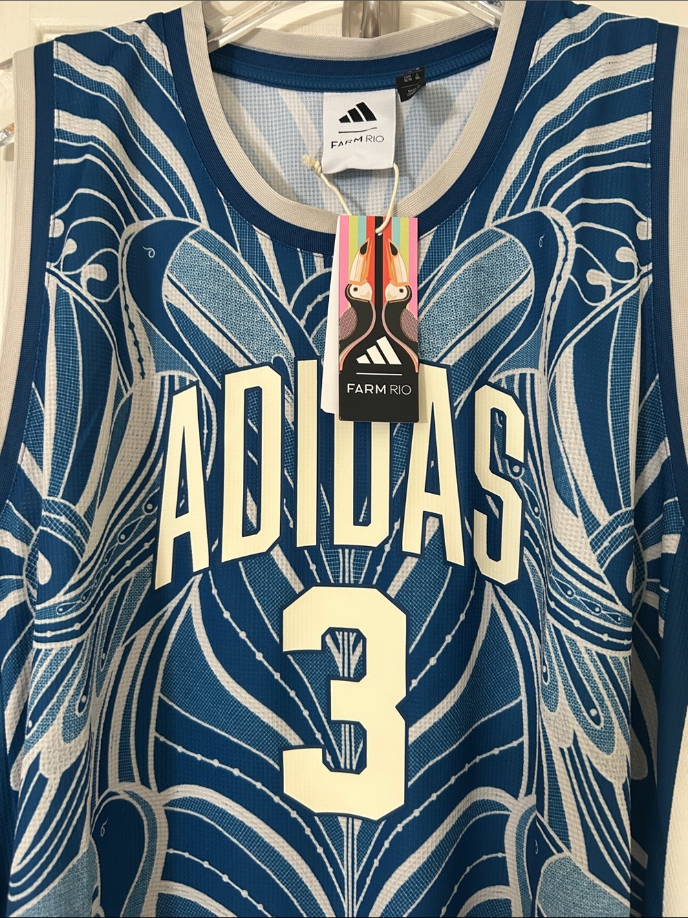 adidas x Farm Rio Floral Blue Printed Sleeveless Maxi Dress Toucans NWT Sz XL - Picture 10 of 13